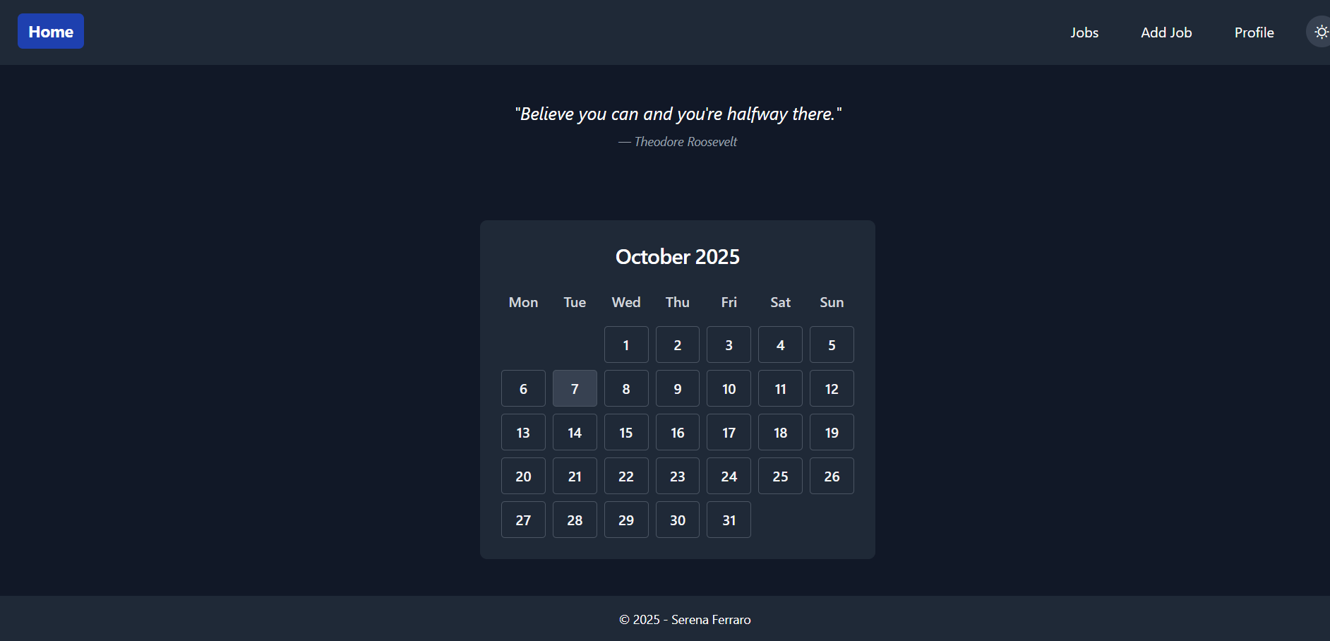 Screenshot of the Job organizer